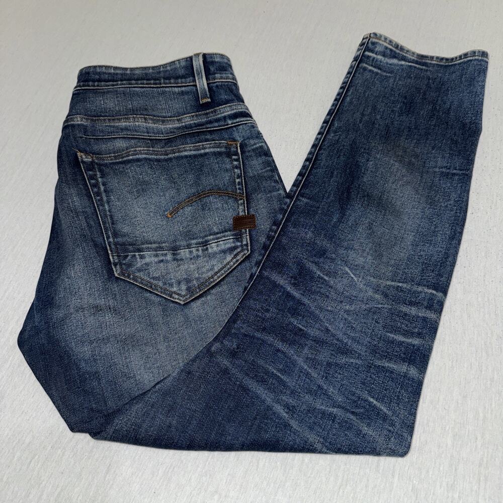 G-Star Raw Dark Blue Jeans 5620 3D Tapered Men's 36x32 Biker Grunge Skater EUC